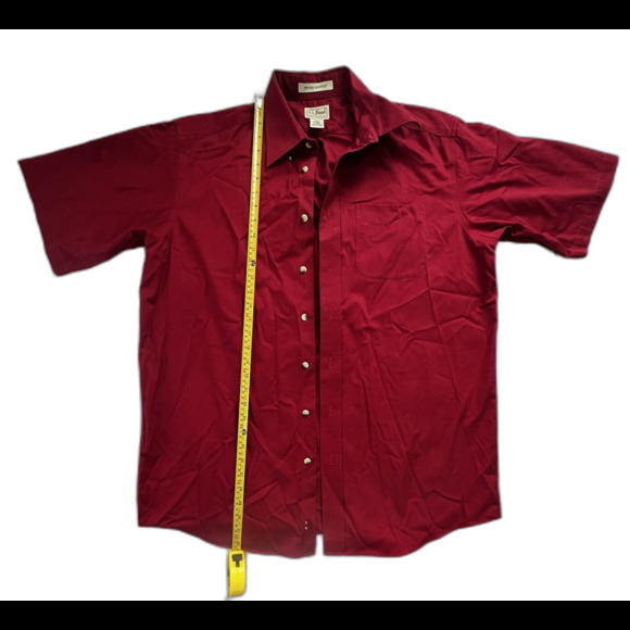 L.L. BEAN Men's Red Short Sleeve Button Up Shirt Size L-Tall Wrinkle Resistant - Picture 5 of 10